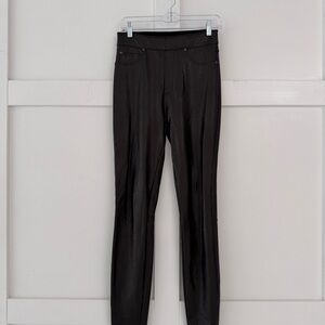 SPANX Black Faux Leather Leggings pants size small tall